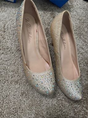 De Blossom Collection Gold Glitter Rhinestone Pumps